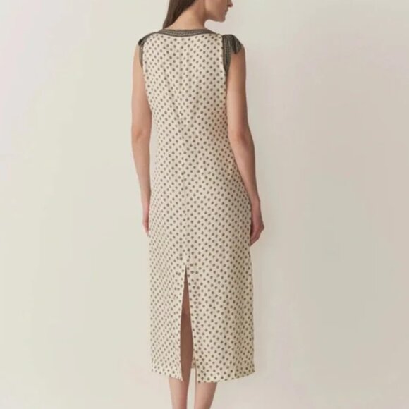 EUC Doen Amorette Midi Dress Riviera Foulard Cream Silk Blend Vacation - Picture 4 of 12